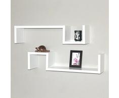 2 MENSOLE DESIGN a Parete LIBRERIA Camera BIANCO Liscio ESSE BI WHITE MDF