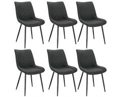 WOLTU Set di 6 Sedie da Pranzo in Tessuto Sgabello da Cucina Senza Braccioli Colore Antracite BH248an-6