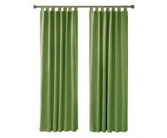 Deconovo Tende Oscuranti Termiche Isolanti 140x290 CM 2 Pezzi, Tende Moderne per Soggiorno Interni, con Passanti, Verde