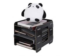 Scaffale a documenti ancora, Organiser per ufficio in legno scatole di porta carta supporto/Scomparti per riviste lettere giornali libri e 4 scomparti bins- DIY originale 28*33*28CM Nero