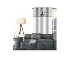 Soleil docre Vestito Nero Tenda con Occhielli, Cotone, Grigio, 140 x 250 cm