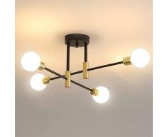 Osairous Lampadario Sputnik, Plafoniera E27 Industriali, Lampadario da Soffitto Vintage Regolabile di 180° per Soggiorno, Camera da Letto, Cucina, Diametro 72cm, Nero