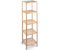 BAKAJI Scaffale da Bagno Portaoggetti Legno Bambù, Mensole a Colonna Multiuso, Organizer Libreria Cucina, Garage, Giardino, Libreria Colore Naturale, Interni ed Esterni, 32 x 33 x 141 cm (5 Ripiani)