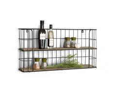 LIFA LIVING Mensola da Muro Rettangolare, Mensole da Muro Design, Portabottiglie da Parete, Librerie da Parete, Portaspezie Cucina in Legno e Metallo, Mensole Cucina Shabby