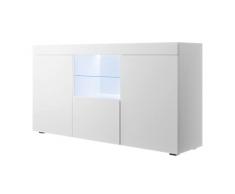 MB Muebles Bonitos | Madia Credenza Soggiorno Mobile TV Stile Moderno Natolia | Larghezza 150 x Altezza 83 x Profondità 40 cm | Mobile in Melamina Opaco con luce a LED | Colore Bianco