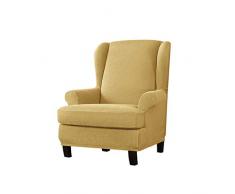 SINKITA Addensare Sedia Poltrona,Caratteristica Morbida Fodera per Sedia A Orecchioni Elasticizzato Coprisedili Wingback Elastico Tinta Unita Divano Protector Mobili Universale-Color crema-2lenzuolo