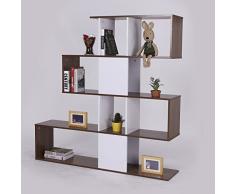 HOMCOM Libreria in Pannelli di Particelle Mobili Ufficio Scaffale 144 x 30 x 124.5cm Bianco e Noce