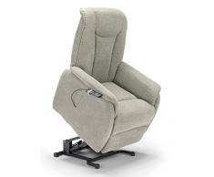 New Boston poltrona relax in tessuto con doppio motore movimento elettrico con funzione alzapersona, reclinabile e posizione TV (Corda)