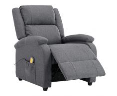 vidaXL Poltrona Massaggiante Elettrica Grigio Scuro in Tessuto