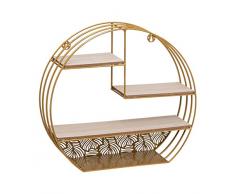 Scaffale da parete in legno metallo rotondo oro