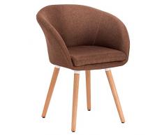 WOLTU BH74br-1 Poltroncina con Schienale Braccioli Sedia Sgabello Poltrona per Cameretta Cucina Sala dattesa Stoffa Lino Gambe Legno Moderno Marrone