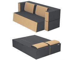 Baldiflex Divano Letto 2 Posti Modello Praticho in Poliuretano e Memory Foam, Rivestimento Sfoderabile e Lavabile, Colore Grigio