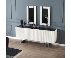 iperbriko Madia design moderno bianco cromo 4 ante cm 202 x 48 x 85 h