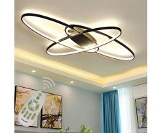 LED Plafoniera Soggiorno Dimmerabile Soffitto Lamp Moderno Ellisse Annulus Designer Lampada a Sospensione con telecomando Cucina Métal Acrilica Sala da pranzo Ufficio Lampadari L95*W65cm