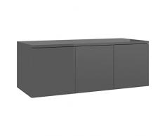 vidaXL Mobile Porta TV Madia unità Multimediale Buffet Armadietto HiFi Mobiletto Basso Arredo Credenza Consolle in Truciolato 80x34x30cm Grigio Lucido