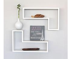 2 MENSOLE DESIGN LEGNO Mensola a Parete Muro BIANCO Con Venature Mod. ELLE BI