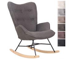 Poltrona A Dondolo Moderna Sanka in Tessuto I Sedia Relax Soggiorno Imbottita con Braccioli E Alto Schienale con Bottoni, Colore:Grigio Scuro