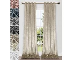 Coppia di tende in velluto riccio, con occhielli, tenda, non foderate, 2 pannelli, 140 x 260cm Beige