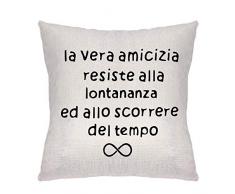 ZCHXD Federa Cuscini per Divani Regali di Amicizia Dolci DettiLa Vera Amicizia resiste alla lontananza Decorativo Biancheria Cuscino Copricuscini Divano Caso per Cuscino