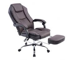CLP Poltrona presidenziale e relax CASTLE, con poggiapiedi estraibile, imbottita, regolabile in altezza, reclinabile, ergonomica, sedia da ufficio, sedia gaming, capacità di carico 130 kg marrone