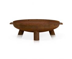 Braciere DAYTONA 70 in Acciaio con Effetto Ruggine - Diametro 70 cm - per Giardino e Terrazza - Ciotola di Fuoco