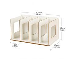 Teckpeak CD Book rack scaffale di legno creativo fai da te desktop Storage Sorting Bookends Office trasportano ripiani – rovere, Legno, White, 30.5×15×17cm