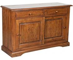 Credenza Country in legno massello di tiglio finitura noce 142x50x90 cm