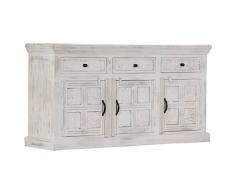 vidaXL Credenza Armadietto con Cassetti e Ante Mobiletto Decorativo Dispositivi Multimediali Bianco 140x40x74 cm Legno Massello Mango
