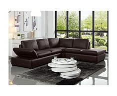 Vente-unique - Divano angolare in pelle Marrone - Angolo a destra - ONYX II