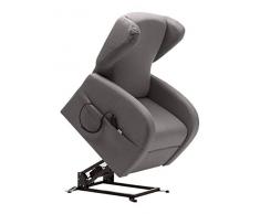 BELLAVITA Poltrona Relax Sollevabile e Reclinabile con 2 Motori, Poggiatesta e Ruote (Grigio) Reclinabile arredo casa, ufficio, Poltrona elettrica con ruote, poltrone per anziani, disabili, sedia