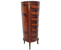 Casa Padrino cassettone barocco con 7 cassetti marrone/oro - Magnifico armadio rotondo in legno massello in stile barocco - Mobile soggiorno in stile barocco - Mobili barocchi - Arredi barocchi