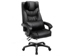 SONGMICS Sedia Progettata Poltrona con Poggiatesta Pieghevole Sedia da Gaming Ergonomica Girevole Nera Extra Larga OBG76B