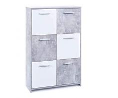 Inter Link Cemen Buffet 6 Ante E 2 Cassetti, nobilitato, Bianco/Grigio, 77 x 30 x 115 cm