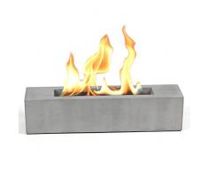 BACOENG - Braciere da tavolo, mini camino a bioetanolo in calcestruzzo portatile, braciere da tavolo per interni ed esterni, 38 x 8,5 x 8,5 cm