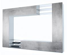 Vladon Set da soggiorno Mirage, Parete attrezzata con 2 ante, 2 ante a ribalta e 6 ripiani a giorno in vetro, nero opaco/ossido grigio cemento (262 x 183 x 39 cm)