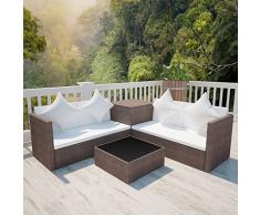 Tidyard- Set Divani da Giardino, Set Divano Esterno 14 pz in Polirattan Modulare Marrone
