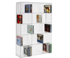 Scaffale modulare per CD in acrilico con pannello posteriore trasparente