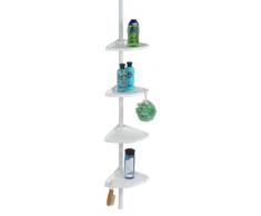 Wenko 3201010100 Mensola angolare telescopica e compatta per doccia, 4 ripiani, 8 ganci, altezza max 275 cm, colore: Bianco