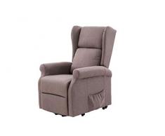 Cribel Arlette D Poltrona Relax in Tessuto, Movimento Elettrico con Funzione Alzapersona, Recrinabile, Telecomando Incluso, Tortora