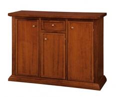 Credenza Buffet cassettiera 3 Porte 1 cassetto Legno Arte povera Color Noce