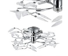 [lux.pro] Plafoniera/Lampadario LED - Design Moderno Riflette Luce sui Cristalli 4 Punti Luce Lampadine E14 12 Watt