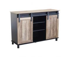 Credenza Mobile Madia Moderna in Legno E Metallo di Design Moderno Stile Industriale, Cm 120x40x82 H