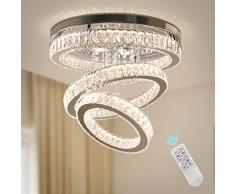 Finktonglan moderno lampadario di cristallo LED soffitto lampadari ad anello con telecomando per camera da letto sala da pranzo soggiorno (dimmerabile)