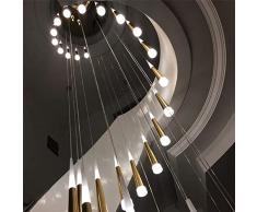 Popertr 12 luci Luce Pendente per Soggiorno Villa 60Wceiling Lighting Apparecchio Duplex Apartment Spiral Scale Scale Lampadari Scala Scala Appeso Lampada |Acrilico in Alluminio