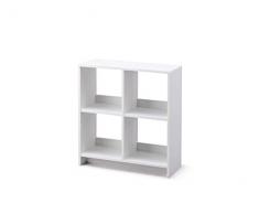 Iris Ohyama, Libreria Cube/Scaffale a giorno in legno/Mobile con 4 ripiani/Ripiano a giorno in legno, Modulare,Design, Ufficio, soggiorno, scuola - Wood Open Shelf - WOS-4 - Quercia Bianco