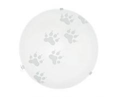 Eglo Plafoniera Mars Lampada da Parete, Motivo Zampa, Attacco E27. in Acciaio, Bianco, Vetro Bianco Satinato