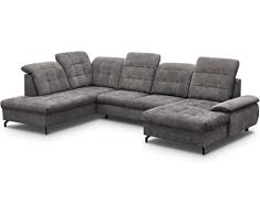Grande divano angolare a U panoramico letto convertibile con cassapanca 6/7 posti - in tessuto, poggiatesta regolabile, multi-posizione - soggiorno&soggiorno - 334 x 213 x 107 cm - BIL (divano ad