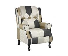 Totò Piccinni Poltrona Relax Reclinabile con Poggiapiedi Imbottita (Patchwork Elegant, Soft Comfort)