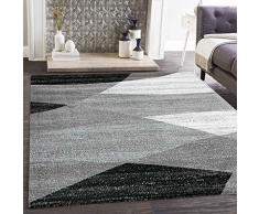 VIMODA Moderno Soggiorno Tappeto Disegno Geometrico Erica in Marrone Beige - Öko-Tex Certificato - Nero, 160x220 cm