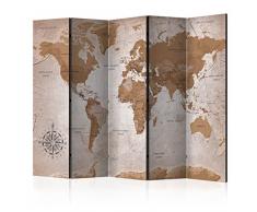 murando Paravento Mappamondo 225x172 cm Stampa unilaterale su Tela in TNT Parete Divisoria Interno Separatore Stanza Pieghevole Decorazioni Marrone k-A-0108-z-c